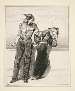 Die Hafenarbeiter - Nr. 54 - Zu Pferde steigen... von Paul Gavarni