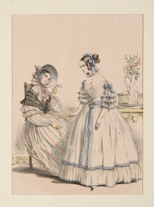 November 1838. Kleid aus Ziegenhaar mit perlenbesetzten Streifen von Paul Gavarni