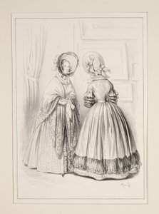 Moirékleid mit einem Spitzenvolant, ... von Paul Gavarni