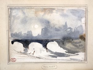 Wintermorgen nahe dem Pont Neuf von Paul Huet