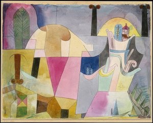 Landschaft mit schwarzen Säulen. 1919 von Paul Klee