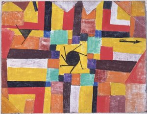 Mit der rotierenden schwarzen Sonne und dem Pfeil, 1919 von Paul Klee
