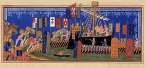 Einschiffung der Ritter des Heiligen Geistes für den Kreuzzug - basierend auf einer Miniatur des 14. Jahrhunderts, in Militär- und religiöses Leben im Mittelalter und in der Renaissance von Paul Lacroix, Paris von Paul Lacroix