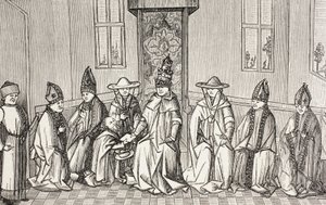Peter der Einsiedler überbringt die Botschaft von Simeon, Patriarch von Jerusalem, an Papst Urban II.