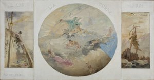 Skizze für den Speisesaal des Hôtel de Ville in Paris: Wasser, Erde, Luft, zwischen 1891 und 1892