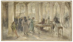 Skizze für den Gerichtssaal des Pariser Handelsgerichts: Das Buch der Berufe, um 1891
