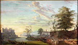 Landschaft mit Burg an einer Bucht, um 1769-1795