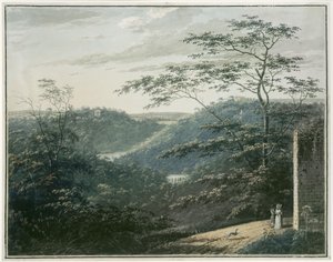 Landschaft mit Wasserfall und Tempel von Paul Sandby