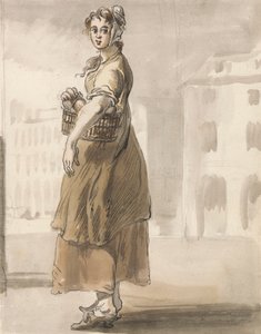 Londoner Rufe: Ein Mädchen mit einem Korb Orangen