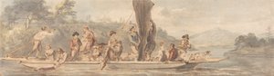 Flussfähre mit vielen Passagieren und Tieren