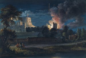 Schloss Windsor von Datchet Lane an einem Freudenabend, 1768 von Paul Sandby