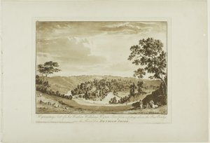 Wynnstay, Sitz von Sir Watkin Williams Wynn Bart von einem Cottage über der neuen Brücke über den Fluss Dee, Denbigh Shire