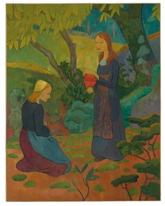 Junge Bretonin mit rotem Topf und kniendes Mädchen von Paul Sérusier
