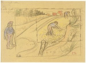Bauern auf einem Feld (recto); Prozession bretonischer Frauen mit Studie von zwei weiblichen Figuren (verso) von Paul Sérusier