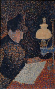 Frau unter der Lampe