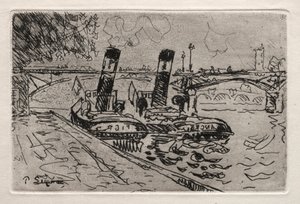 Paris, Le Pont des Arts mit Schleppern von Paul Signac