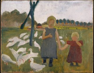 Kinder mit Gänsen von Paula Modersohn-Becker