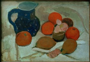 Stillleben mit blauem weißgetüpfeltem Krug (II)