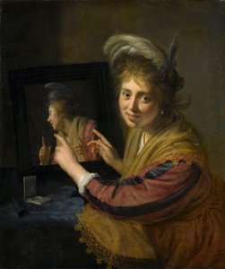 Mädchen am Spiegel von Paulus Moreelse