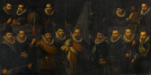 Offiziere und andere Bürgerwehrmänner des III. Bezirks von Amsterdam, unter dem Kommando von Hauptmann Jacob Gerritsz Hoyngh und Leutnant Nanningh Florisz Cloeck von Paulus Moreelse