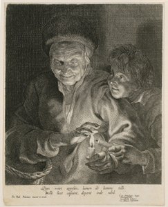 Alte Frau und Junge mit Kerzen von Paulus Pontius