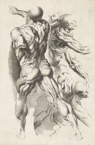 Anatomische Studie von drei Figuren mit ausgestreckten Armen (Das Zeichenbuch von Peter Paul Rubens) von Paulus Pontius
