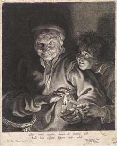 Alte Frau und Junge mit Kerzen von Paulus Pontius