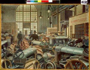 Die Traktormontagewerkstatt in der Putilov-Fabrik von Pawel Nikolajewitsch Filonow