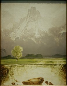Der Berg Stetind mit einer Birke von Peder Balke