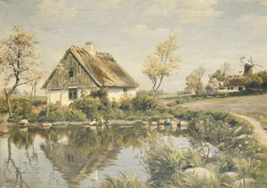 Ein Cottage an einem Teich von Peder Monsted