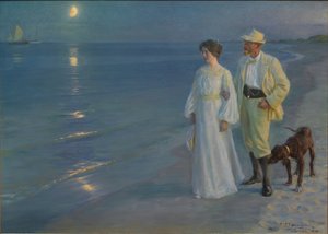 Sommerabend am Strand von Skagen, der Künstler und seine Frau von Peder Severin Kroyer