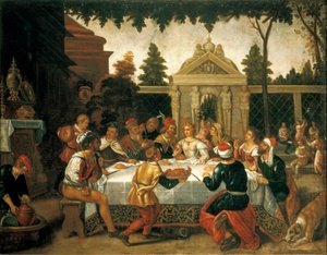 Hochzeitsfest von Isaac und Rebecca, von einem Künstler der Pedro Orrente Schule von Pedro (school of) Orrente