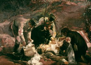 Blutspende. Kriegsverletzte werden von Rotkreuz-Freiwilligen gerettet von Pedro Ferrer Calatayud