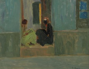 Schwarze Frauen an der Tür oder Schwarze Frauen im Flur von Pedro Figari