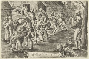 Bauernhochzeitsfest mit Dudelsackspieler von Peeter Baltens