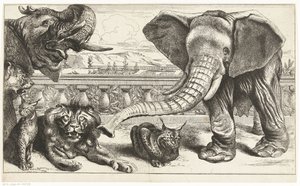 Elefanten, Löwen und Luchse in den Gärten von Versailles