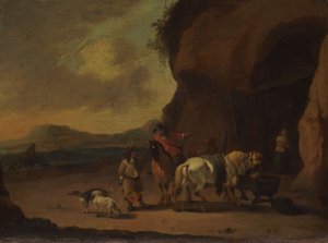 Reiter halten an einem Gebirgspass von Peeter or Pieter Bout
