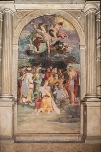 Johannes der Täufer tauft Menschen, Poggi-Kapelle von Pellegrino Tibaldi