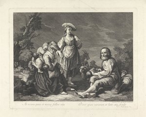 Hirtenfamilie in einer Landschaft