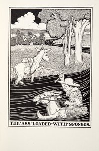 Der Esel beladen mit Schwämmen, aus Fontaine Fabeln, veröffentlicht 1905