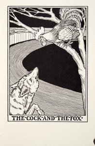 Der Hahn und der Fuchs, aus Fontaine Fabeln, veröffentlicht 1905