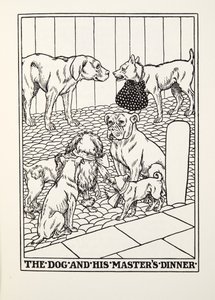 Der Hund und das Abendessen seines Herrn, aus Fontaine Fabeln, veröffentlicht 1905 von Percy J. Billingshurst