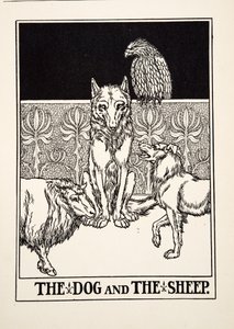 Der Hund und das Schaf, aus Hundert Fabeln von Äsop, veröffentlicht 1903