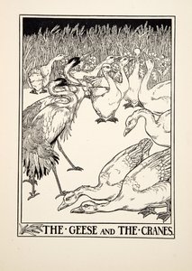 Die Gänse und die Kraniche, aus Hundert Fabeln von Aesop, veröffentlicht 1903