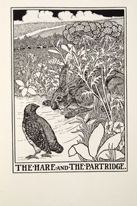 Der Hase und das Rebhuhn, aus Fontaine Fables, veröffentlicht 1905