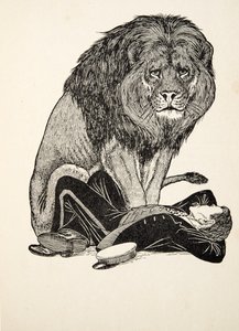 Der Löwe und sein Wärter, aus Hundert Anekdoten über Tiere, veröffentlicht 1924 von Percy J. Billingshurst