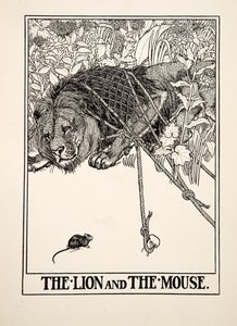 Der Löwe und die Maus, aus Hundert Fabeln von Äsop, veröffentlicht 1903
