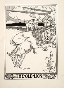 Der alte Löwe, aus Hundert Fabeln von Äsop, veröffentlicht 1903