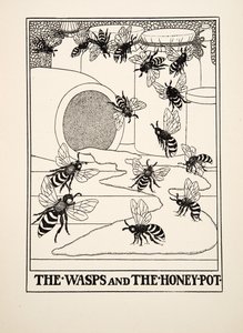 Die Wespen und der Honigtopf, aus Hundert Fabeln von Äsop, veröffentlicht 1903