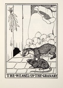 Das Wiesel im Kornspeicher, aus Fontaine Fables, veröffentlicht 1905